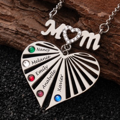 Personalised Mum Name Necklace with Birthstone For Mother's Day Gift