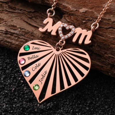 Personalised Mum Name Necklace with Birthstone For Mother's Day Gift