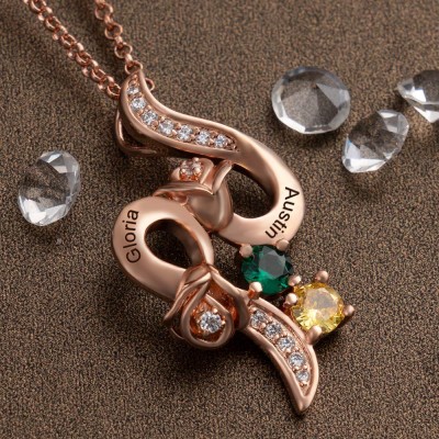 Personalised Name Necklace with Birthstones and Names For Gifts Ideas