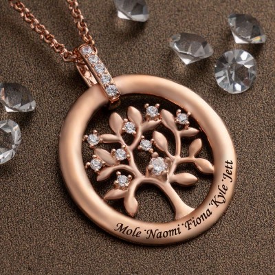 Custom Family Tree Necklaces With Kids Names For Mother's Day Gift Ideas
