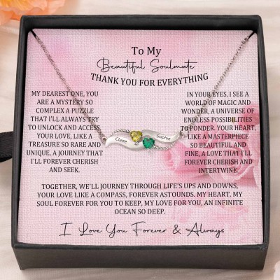 Personalised Couple Necklace with Names and Birthstones For Gifts
