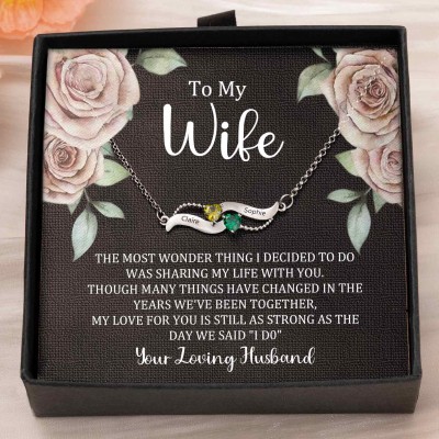 Custom Couple Names Heart Necklace With Birthstones Valentine's Day Gifts