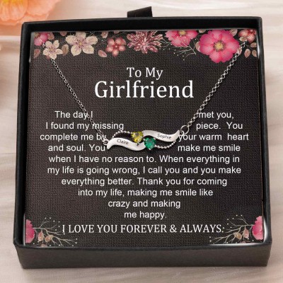Custom Couple Names Heart Necklace With Birthstones Valentine's Day Gifts