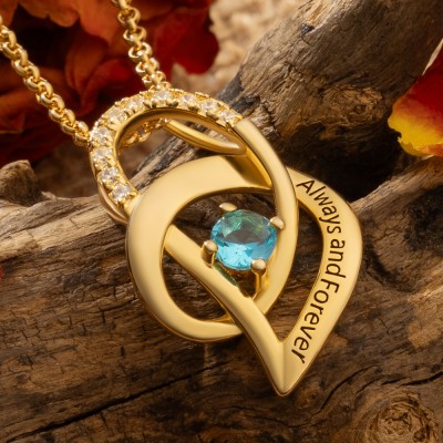 Personalised Love Necklace With Birthstones For Anniversary Valentine's Day Gift