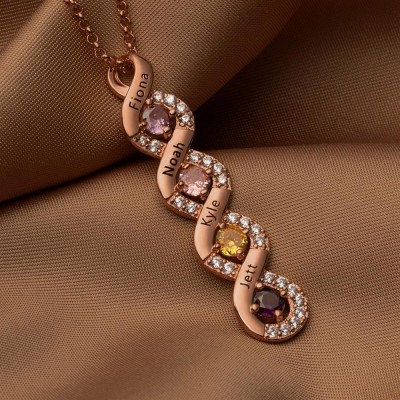 Custom Mum Name Necklace with Birthstone Mother's Day Gift