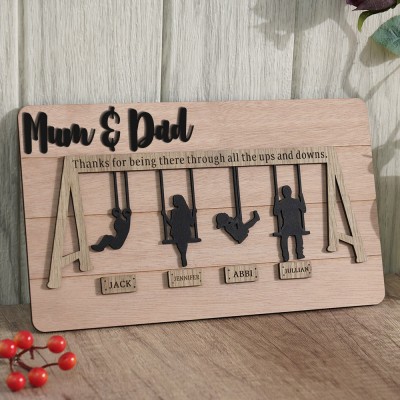 Custom Family Swing Set Sign Thank You for the Ups and Downs For Mum Grandma Christmas Gift