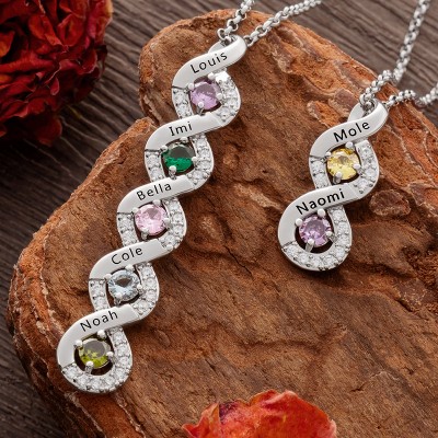 Personalised Mum Name Necklace with Birthstone Mother's Day Gift
