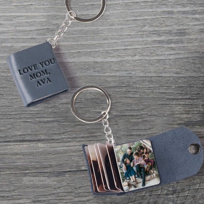 Personalised Leather Keychain with Custom Photos For Mum