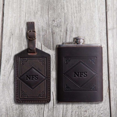 Personalised Leather Luggage Tag with Engraved Name For Travel Gift