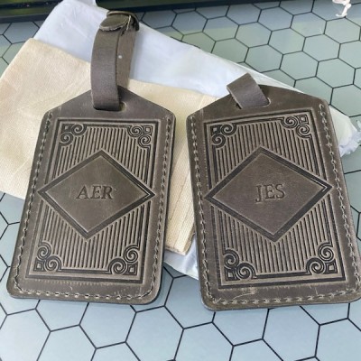 Personalised Leather Luggage Tag with Engraved Name For Travel Gift