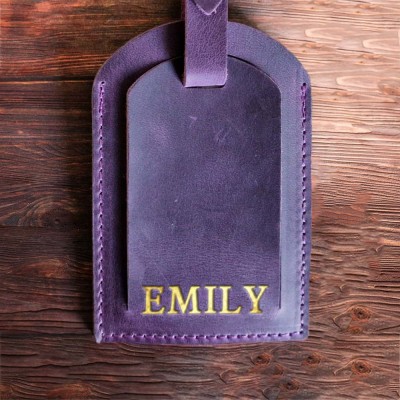 Personalised Leather Luggage Tag with Engraved Name For Travel Gift
