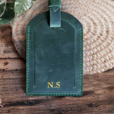 Personalised Leather Luggage Tag with Engraved Name For Travel Gift