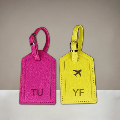 Personalised Leather Luggage Tag with Engraved Name For Travel Gift