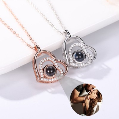 Personalised Heart Photo Projection Necklace For Soulmate Valentine's Day