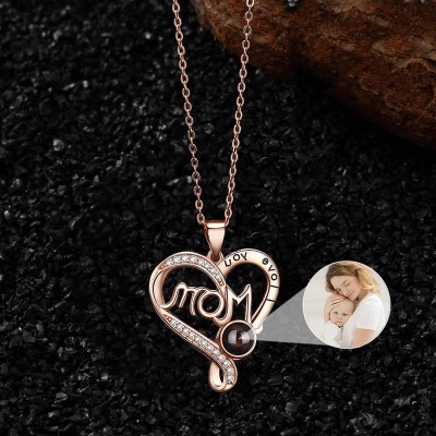 Personalised Heart Photo Projection Necklace For Mum Mother's Day