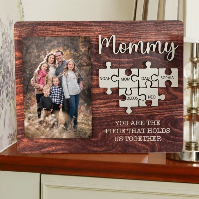 Custom Mum Puzzle Sign with Photo and Name Piece That Holds Us Together For Mother's Day Gift