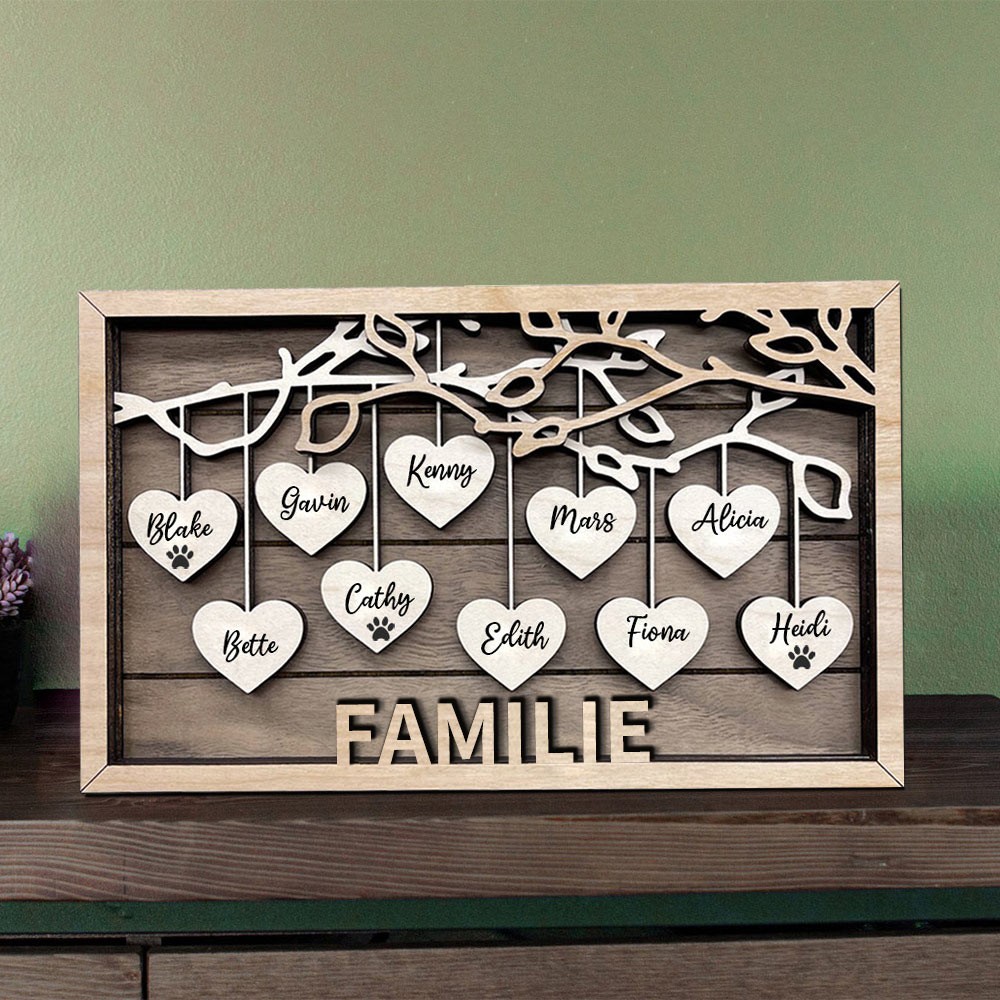 Benutzerdefinierte Familie Baum Holz Zeichen mit Kindern Namen für Weihnachten Familie Geschenk