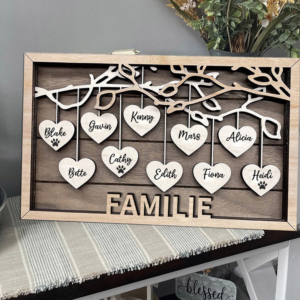 Benutzerdefinierte Familie Baum Holz Zeichen mit Kindern Namen für Weihnachten Familie Geschenk