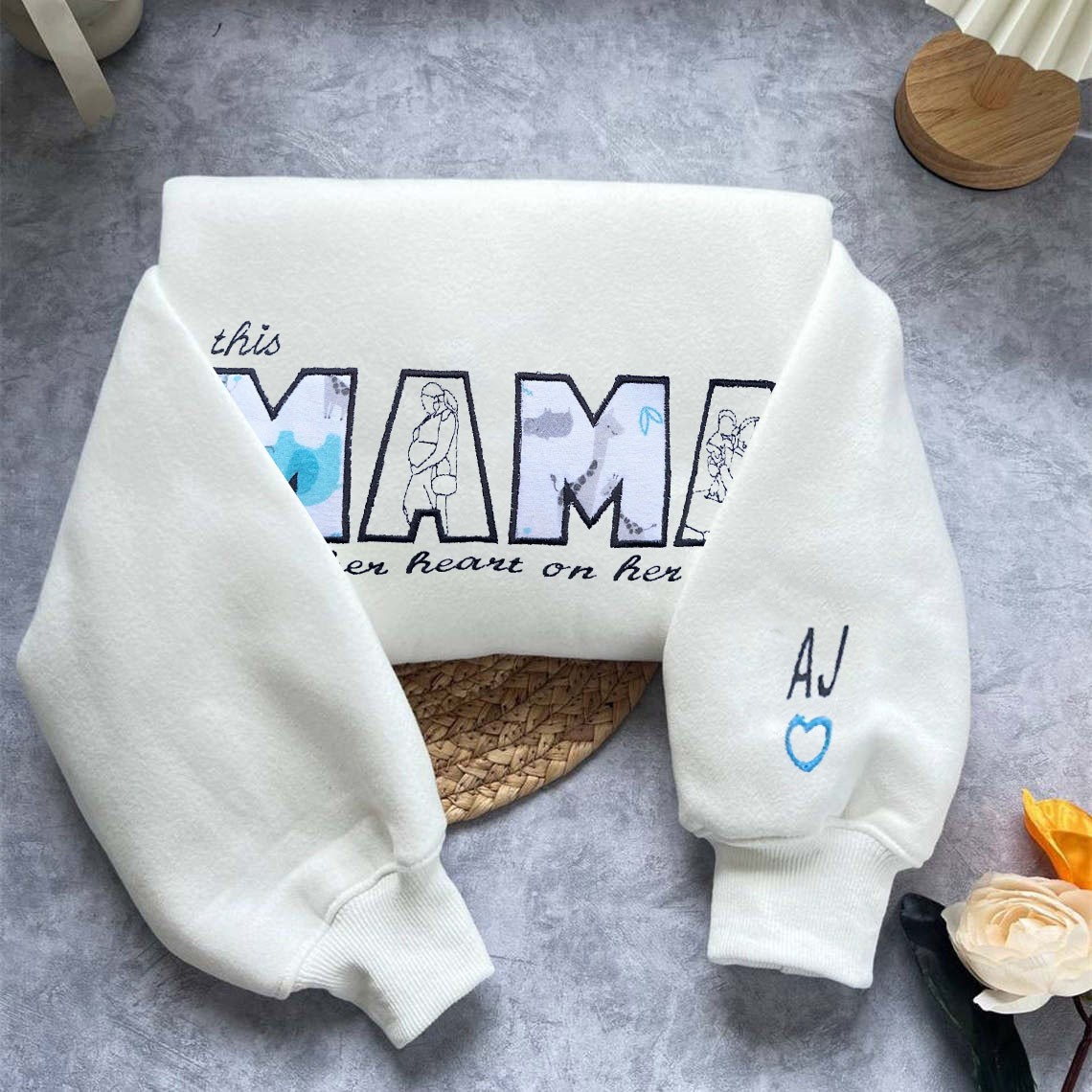Benutzerdefinierte Bestickt Mama Sweatshirt Geschenkideen für Weihnachten Familie Geschenk