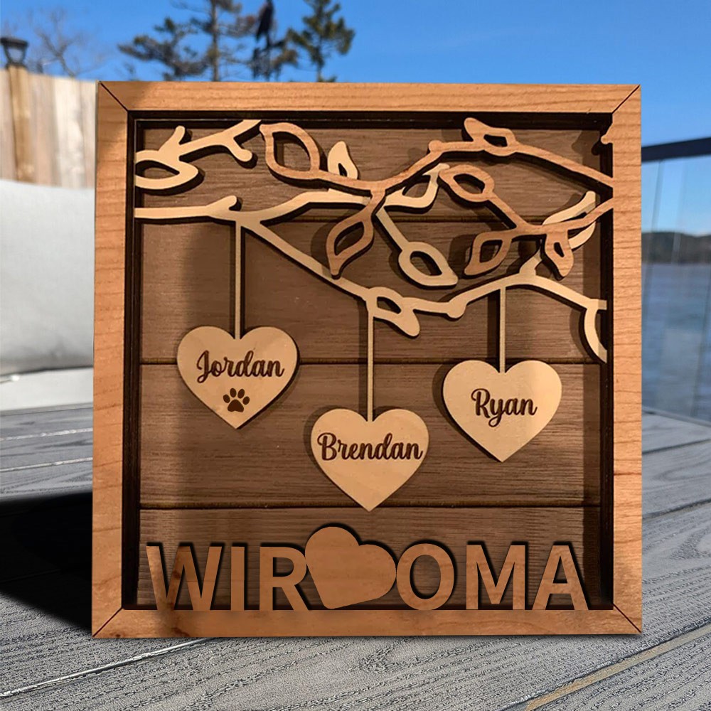 Personalisierte Hölzerne Familie Baum Zeichen für Oma Weihnachten Jahrestag Geschenk