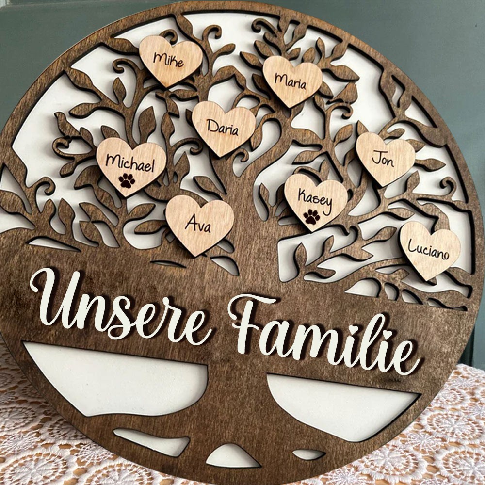 Personalisierte Holz Familie Baum Zeichen Home Wall Art Decor für Weihnachten Familie Jahrestag Geschenk