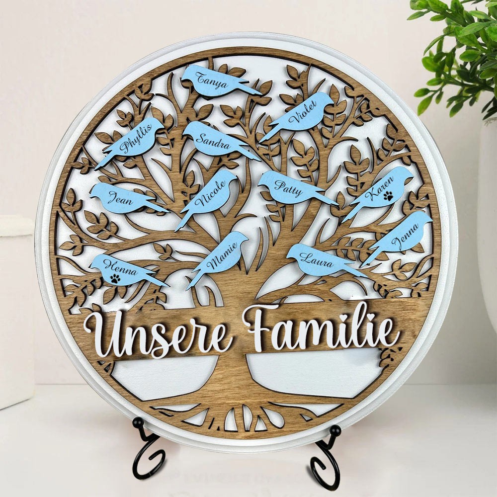 Benutzerdefinierte Familie Baum Zeichen mit Vogel Plaque Home Art Decor für Weihnachten Familie Jahrestag Geschenk