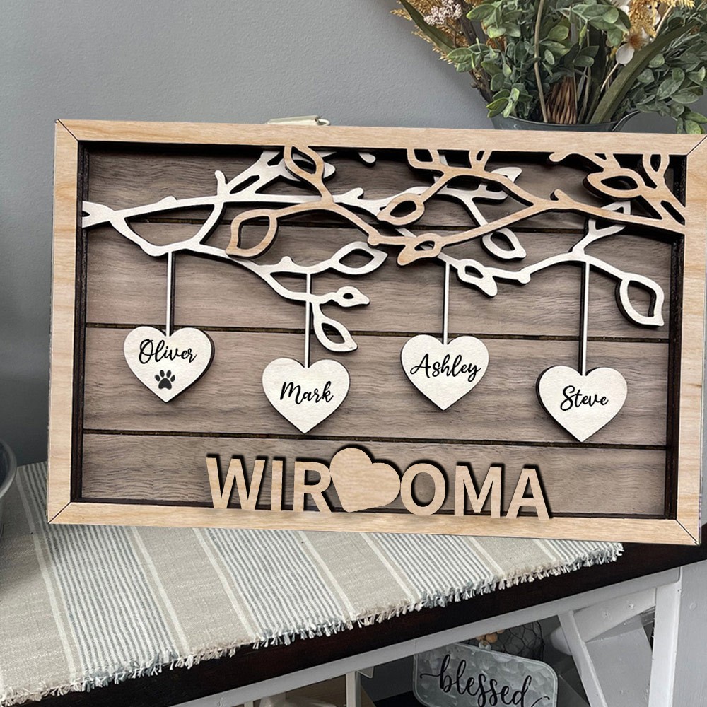 Benutzerdefinierte Familie Baum Holz Zeichen mit Kindern Namen für Weihnachten Familie Geschenk