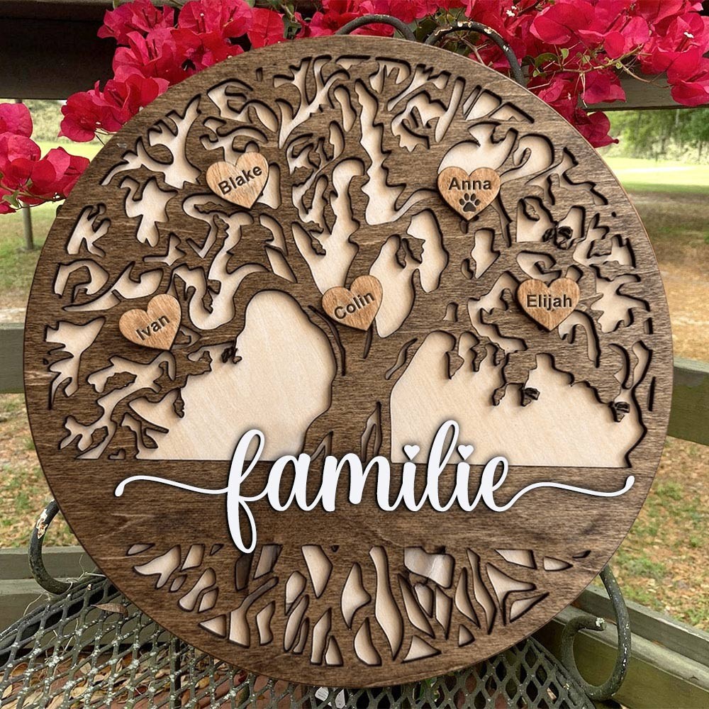 Benutzerdefinierte Familie Baum Holz Zeichen Home Wall Art Decor für Weihnachten Familie Geschenk