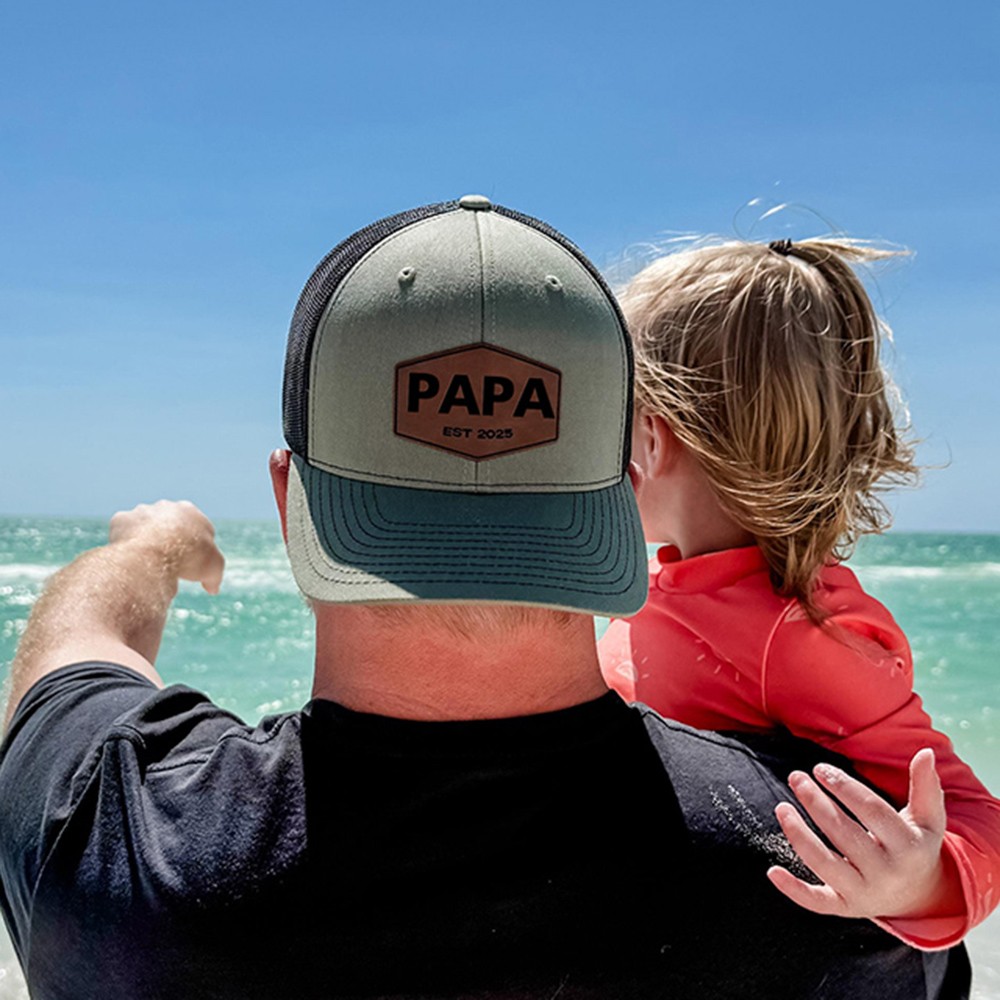Personalisierte Papa-Mütze mit Lederaufnäher Baseballkappe
