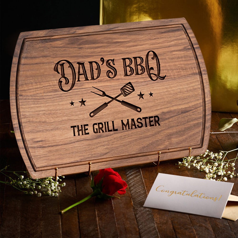 Personalisierte Schneidebrett BBQ Themed Grill Master für den Vatertag Geschenkideen