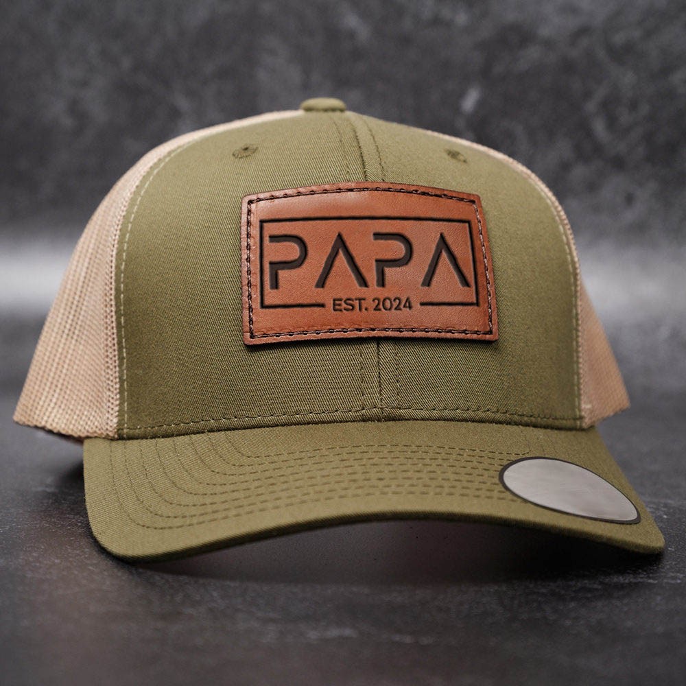 Personalisierte Papa-Mütze mit Lederaufnäher Baseballkappe