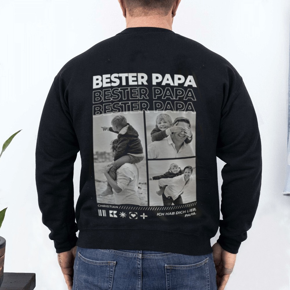 Benutzerdefinierte BESTER PAPA T-shirt Sweatshirt Hoodie mit Fotos für den Vatertag