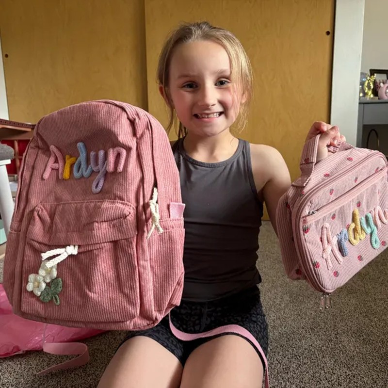 Personalisierter Kinderrucksack und Lunchtasche mit Namen – Schultasche für Kleinkinder – Geschenkidee für Mädchen und Jungen zum Schulstart