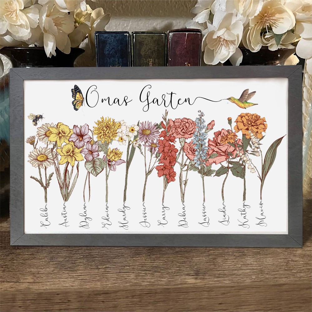 Benutzerdefinierte Geburt Blume Frame Home Kunst für Mama Oma Familie Weihnachten Geschenkideen