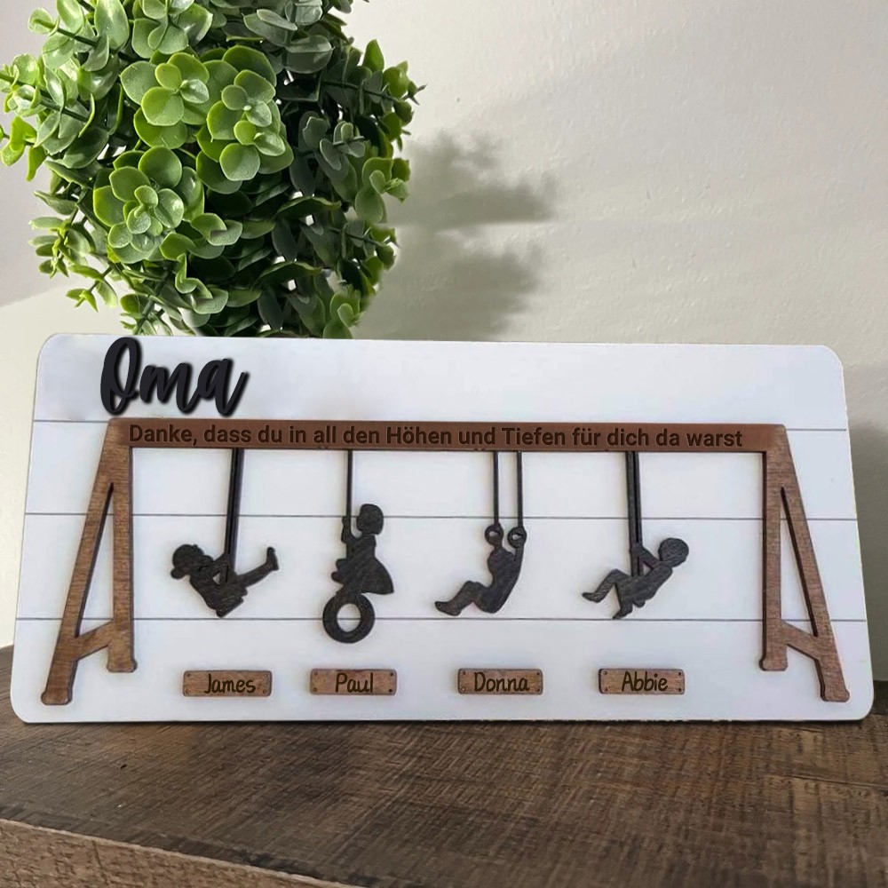 Benutzerdefinierte Familie Schaukel Set Zeichen Danke für die Höhen und Tiefen für Mama Oma Weihnachtsgeschenk