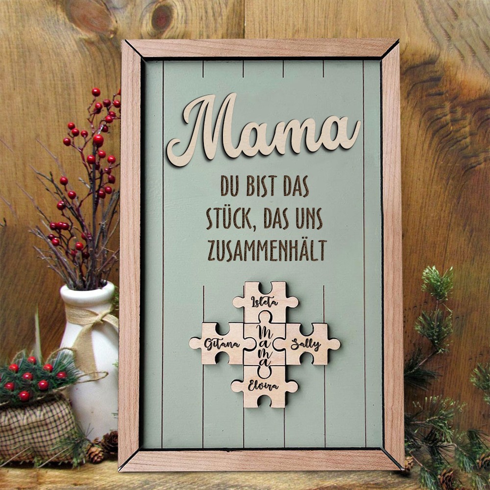 Benutzerdefinierte Mama Puzzle Zeichen mit Namen Stück, das uns zusammen für Muttertag Geschenkideen hält