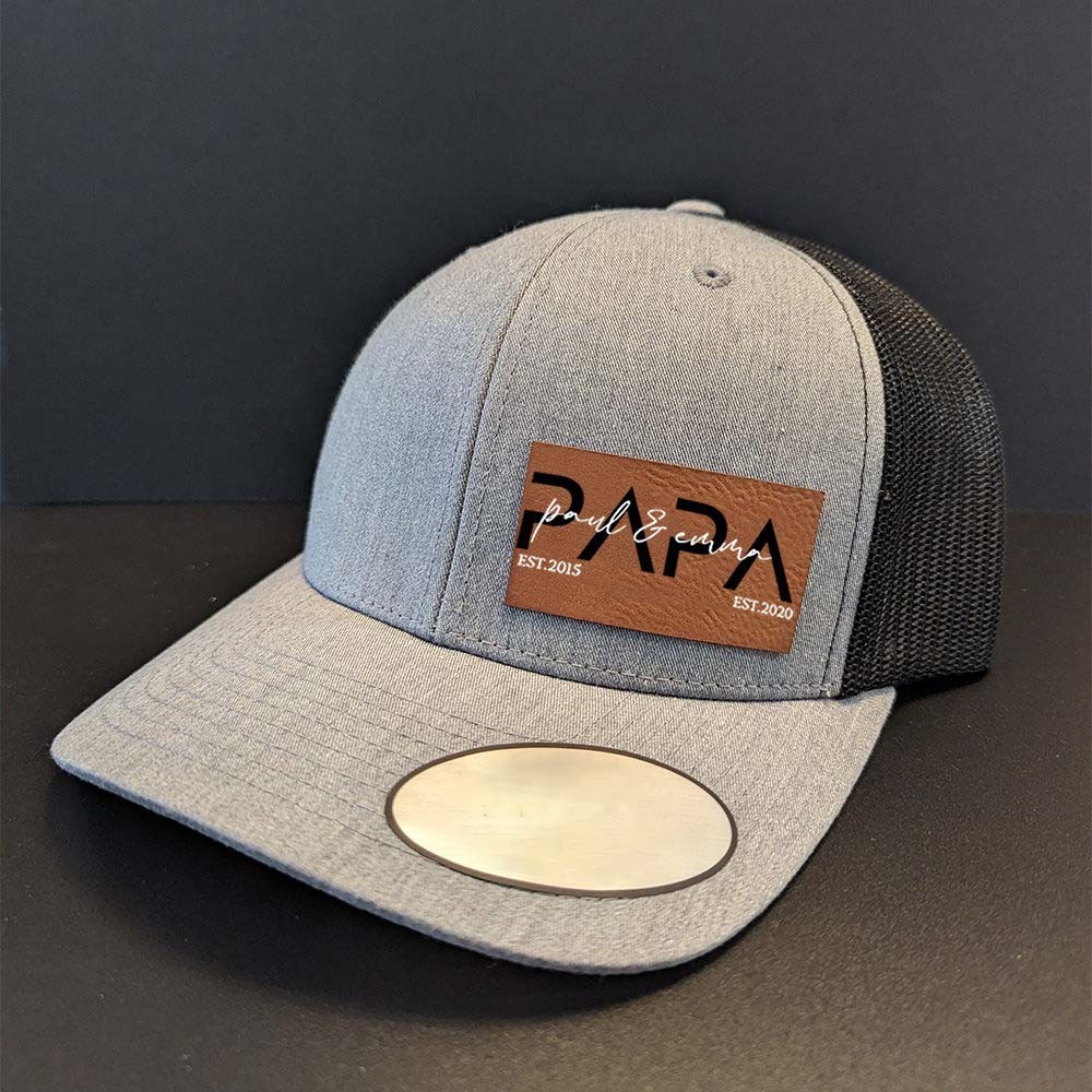 Personalisierte Papa-Mütze mit Lederaufnäher Baseballkappe