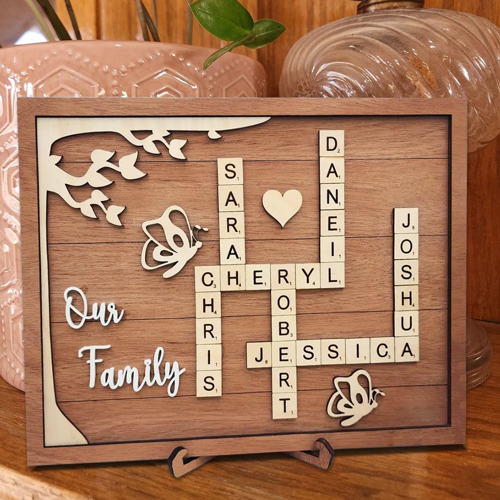 Personalisiertes Scrabble-Schild mit Familiennamen als Weihnachts- oder Jahrestagsgeschenk