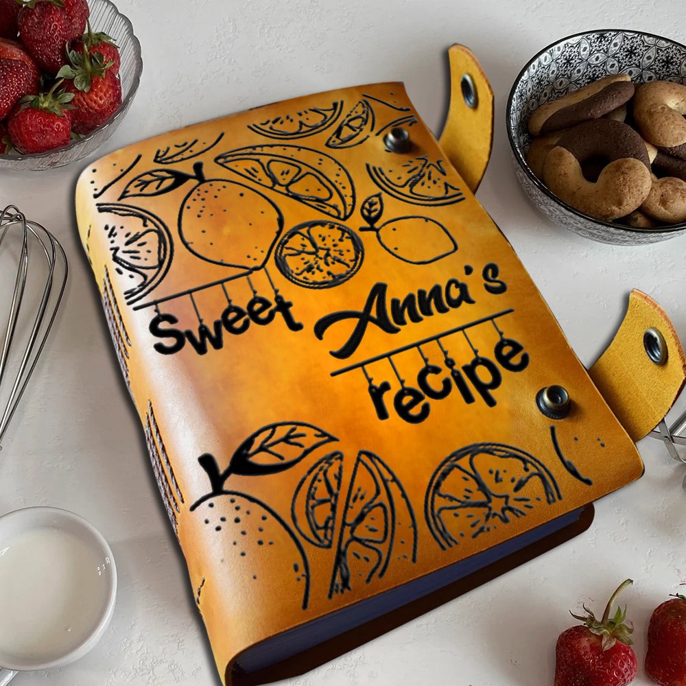 Personalisierte Leder-Rezeptbuch für Mama Oma Familie Weihnachtsgeschenk