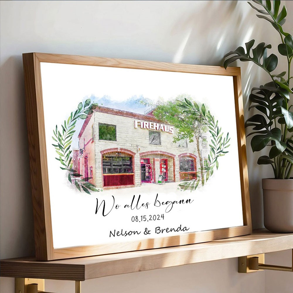 Benutzerdefinierte Aquarell Haus Hand gemalt Porträt von Foto für Valentinstag Jahrestag Geschenk