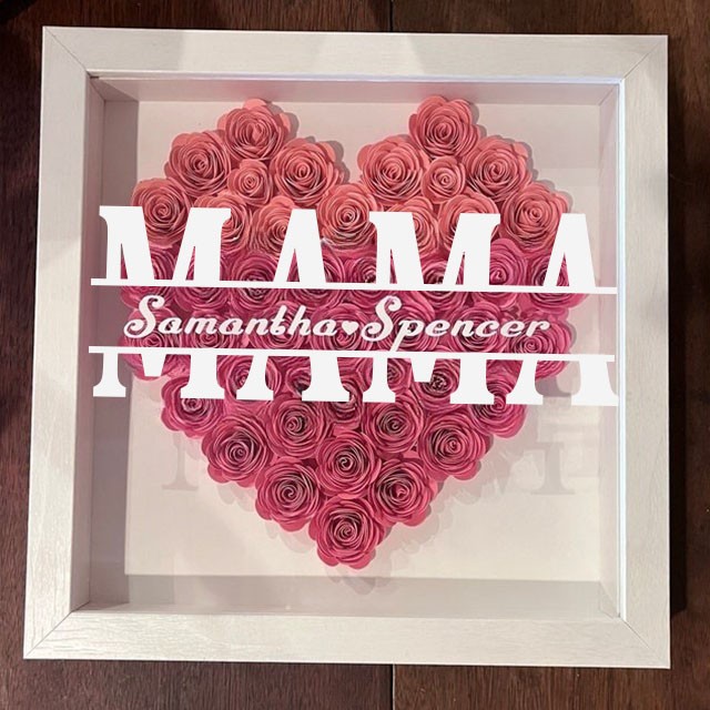 Benutzerdefinierte Mama Blume Schatten Box mit Kindernamen für Muttertag Geschenk
