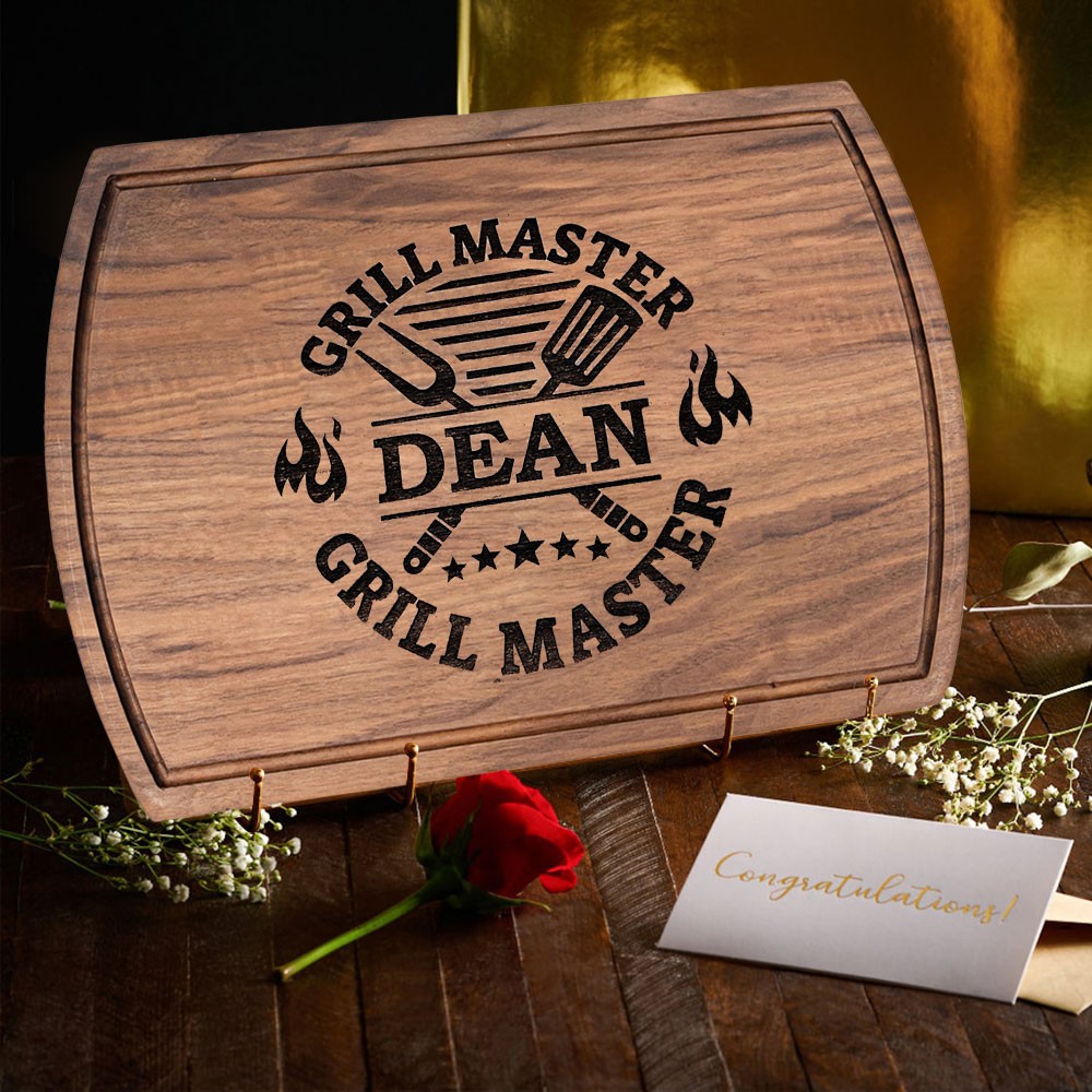 Personalisierte Schneidebrett BBQ Themed Grill Master für den Vatertag Geschenkideen