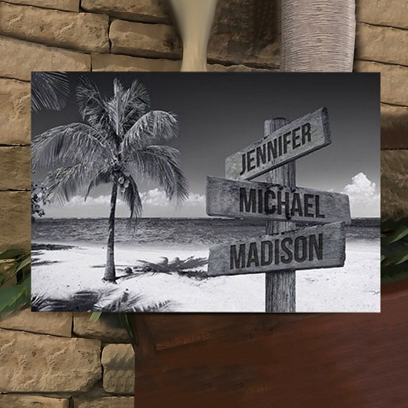 Personalisierte Nachname Geburtsdatum Vintage Straße Zeichen mehrere Namen Premium-Leinwand Wandkunst Bestes Geschenk