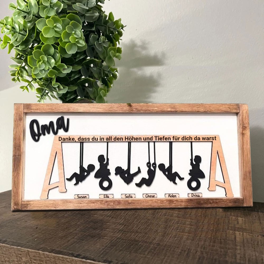 Benutzerdefinierte Familie Schaukel Set Zeichen Danke für die Höhen und Tiefen für Mama Oma Weihnachtsgeschenk