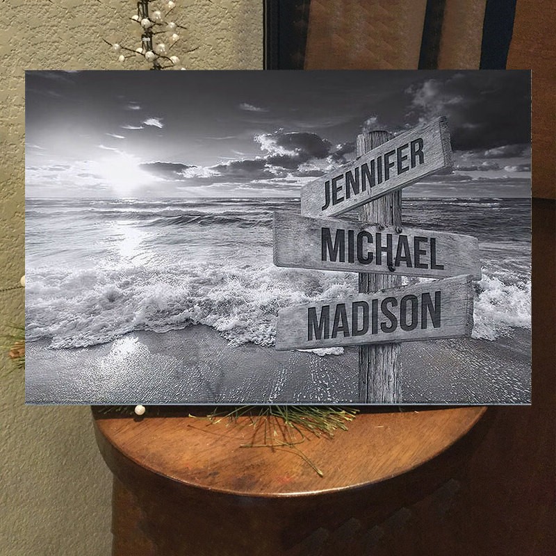 Personalisierte Nachname Geburtsdatum Vintage Straße Zeichen mehrere Namen Premium-Leinwand Wandkunst Bestes Geschenk