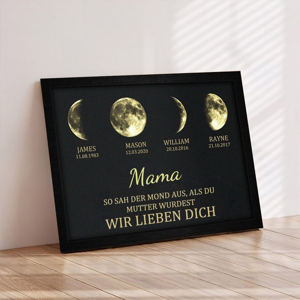 Benutzerdefinierte Mama Mondphase drucken Rahmen mit Kindernamen einzigartige Muttertag Geschenke