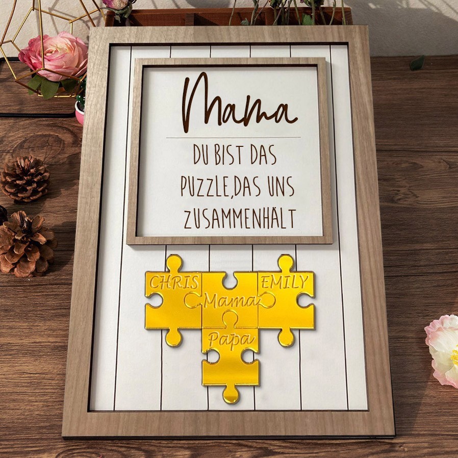 Benutzerdefinierte Mama Puzzle Zeichen mit Namen Stück Das Uns Zusammen für Muttertag Geschenk Hält