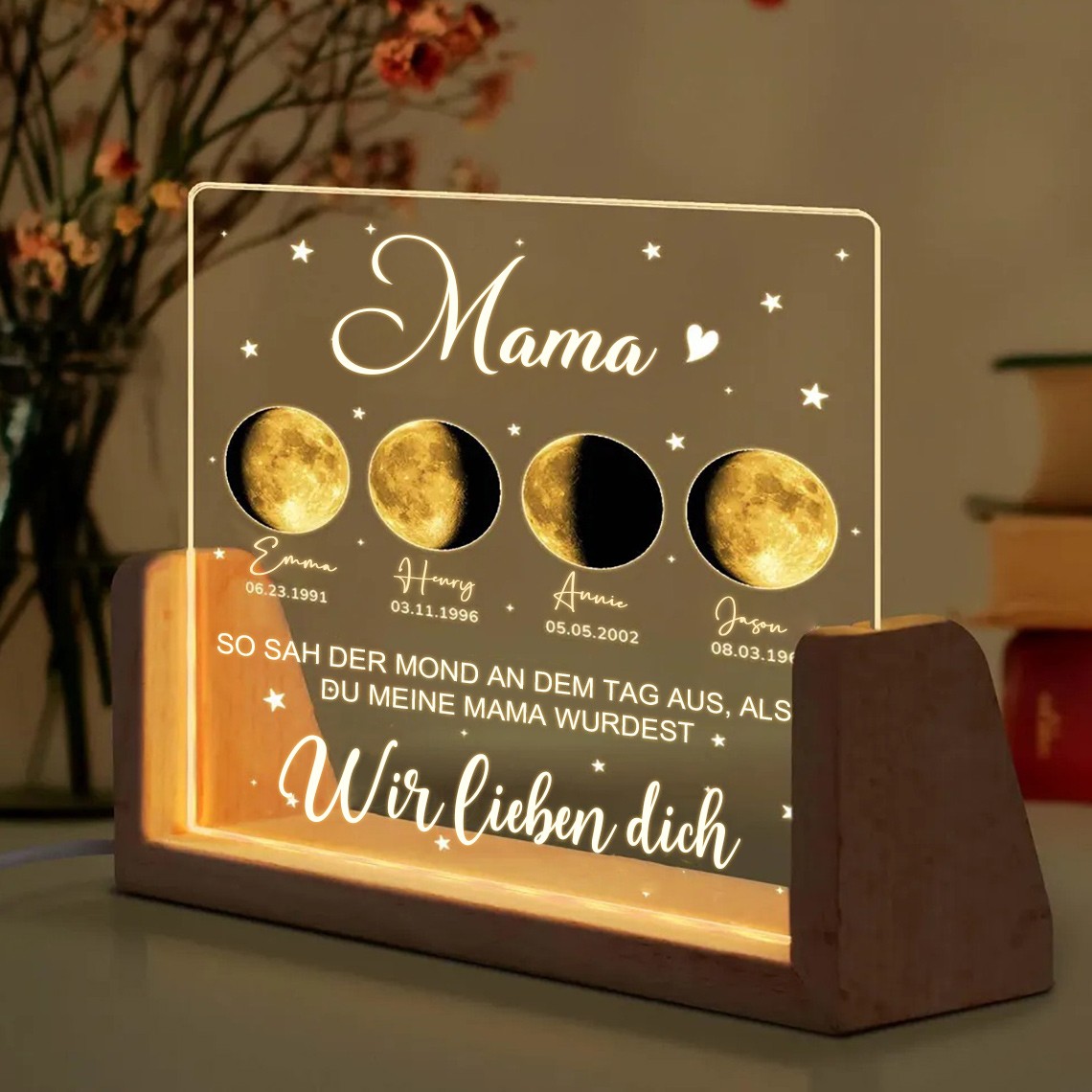 Individuelles Mama Mondphase Nachtlicht von Datum für Muttertag Geschenk