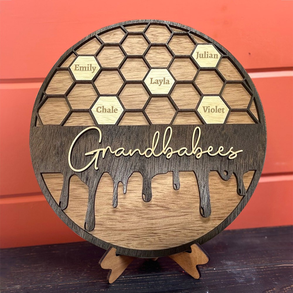 Personalisierte Grandbabees Zeichen Bee Hive Familie für Oma Mom Weihnachtsgeschenk