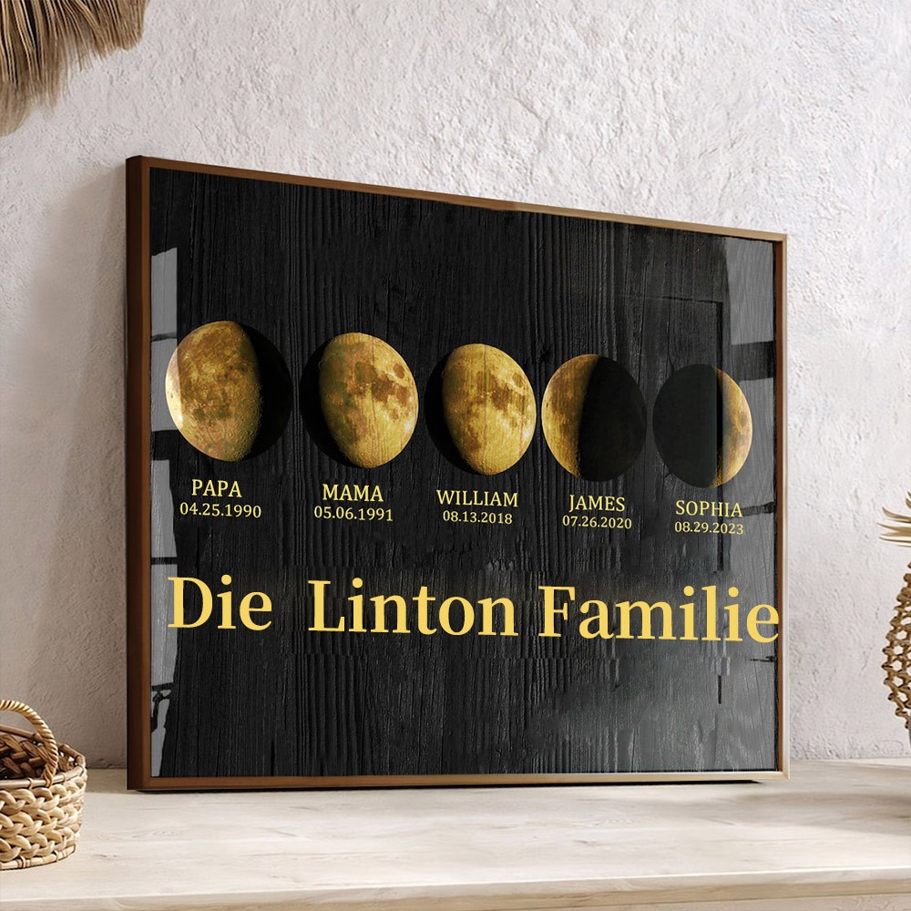 Benutzerdefinierte Mondphase Rahmen mit Kindernamen für Muttertag Familie Geschenk